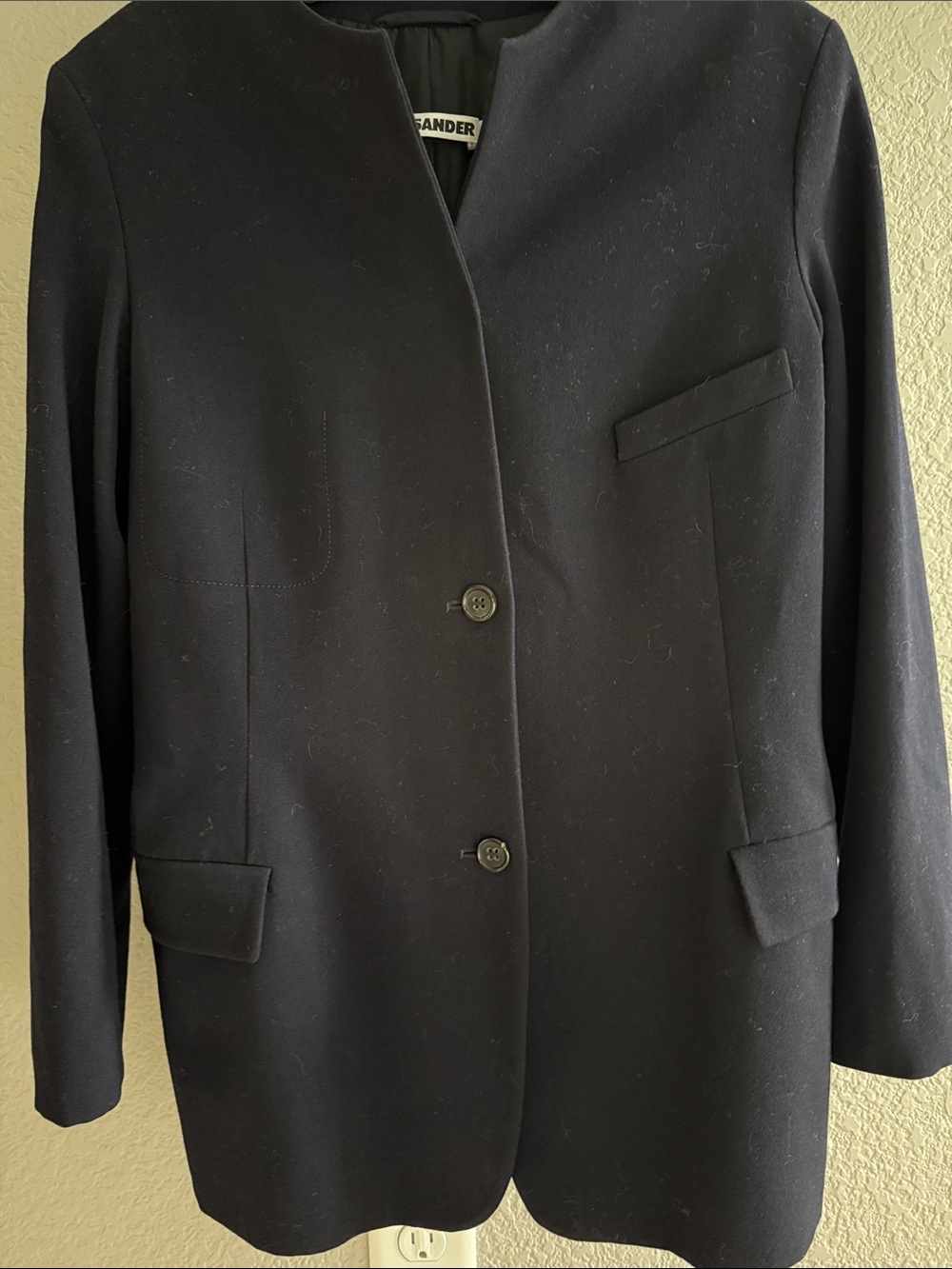 Jil Sander Navy Collarless Blazer Jacket FR38/US 6 - Picture 2 of 7